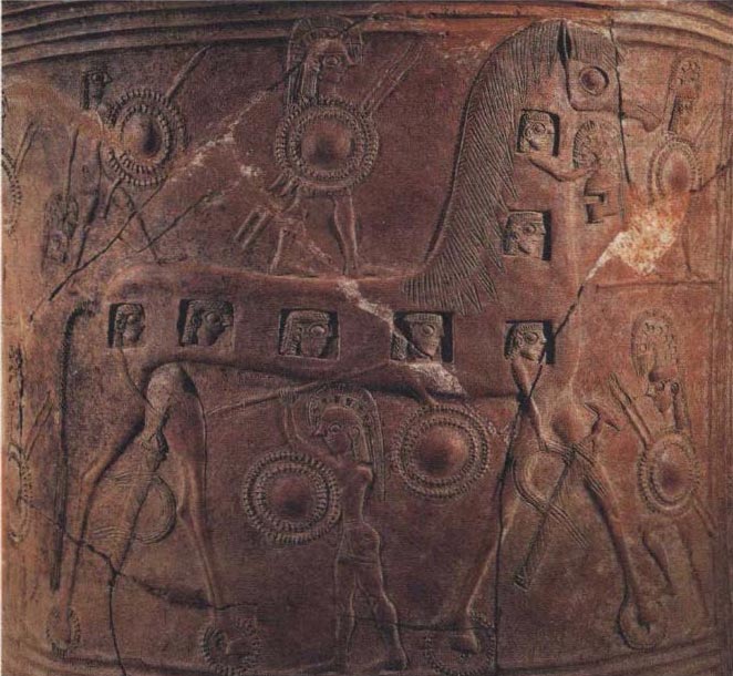 The Trojan Horse (Relief on amphora - 670 BC)